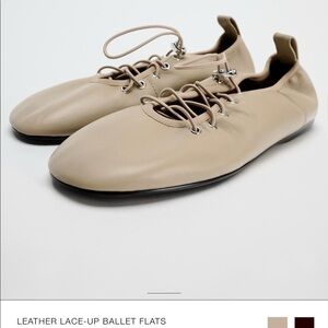 NWT Zara Lace-Up Ballet Flats